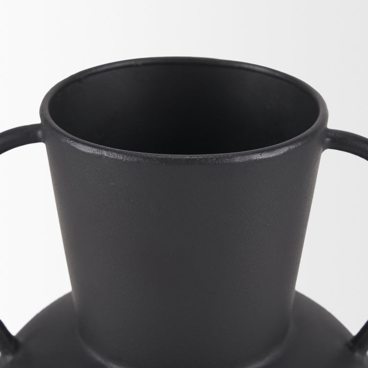 Tasya Small Matte Black Metal Vase Decor Mercana