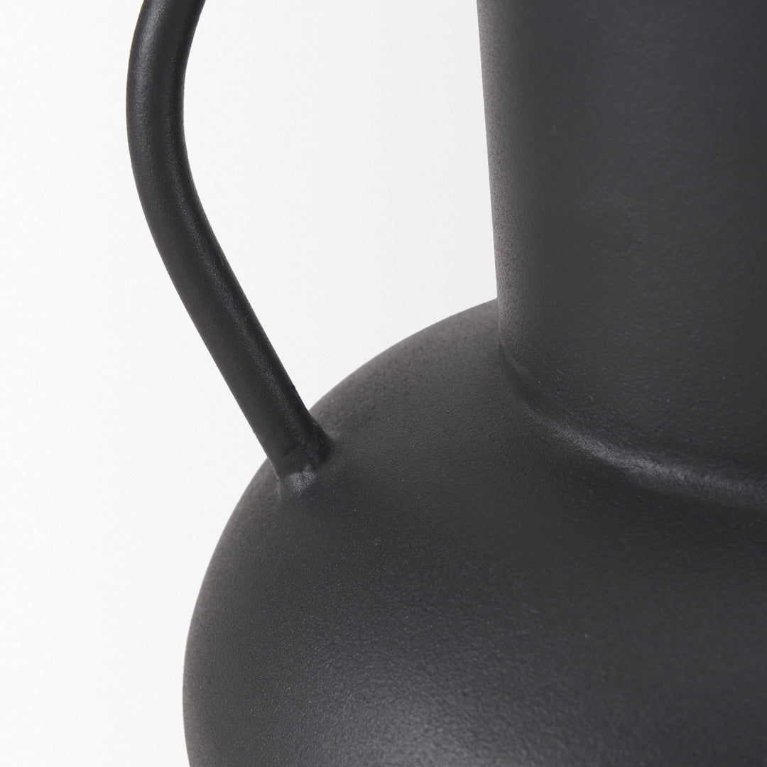 Tasya Small Matte Black Metal Vase Decor Mercana