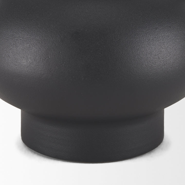 Tasya Large Matte Black w/ Handles Metal Vase Decor Mercana
