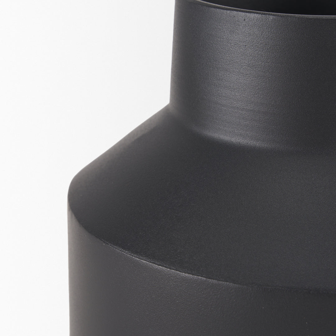 Tosca Medium Matte Black Metal Vase Decor Mercana