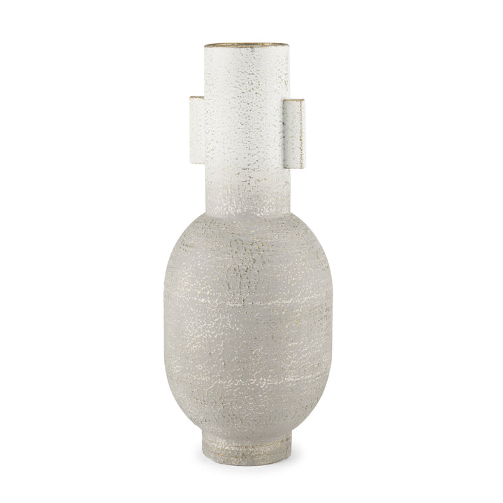 Torres Tall Textured Off White w/ Gold Metal Vase Decor Mercana