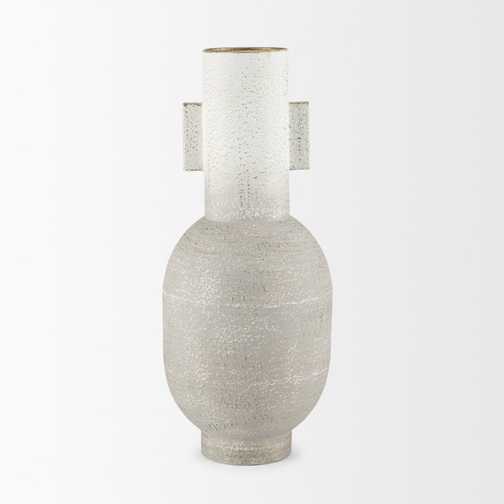 Torres Tall Textured Off White w/ Gold Metal Vase Decor Mercana