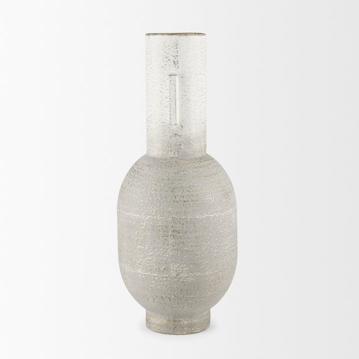 Torres Tall Textured Off White w/ Gold Metal Vase Decor Mercana