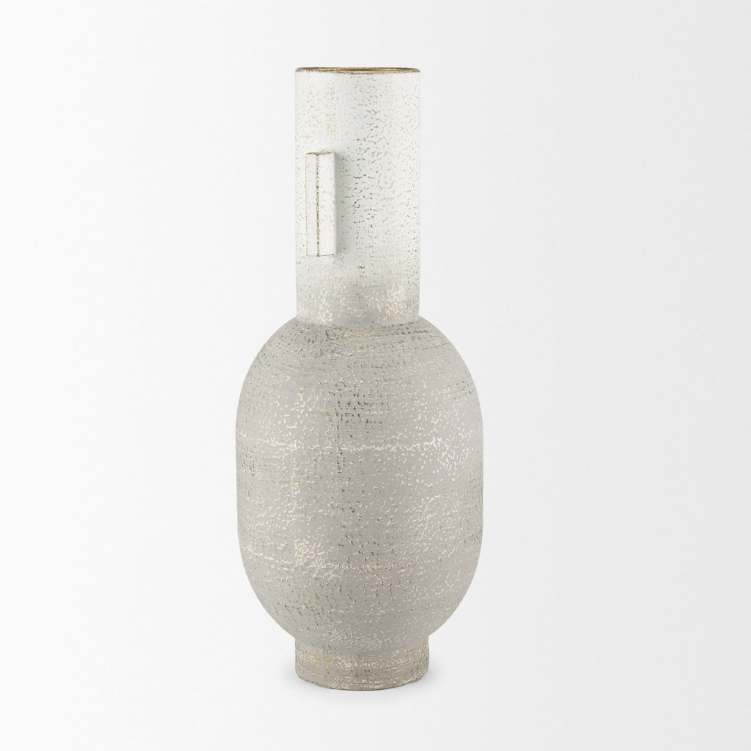 Torres Tall Textured Off White w/ Gold Metal Vase Decor Mercana