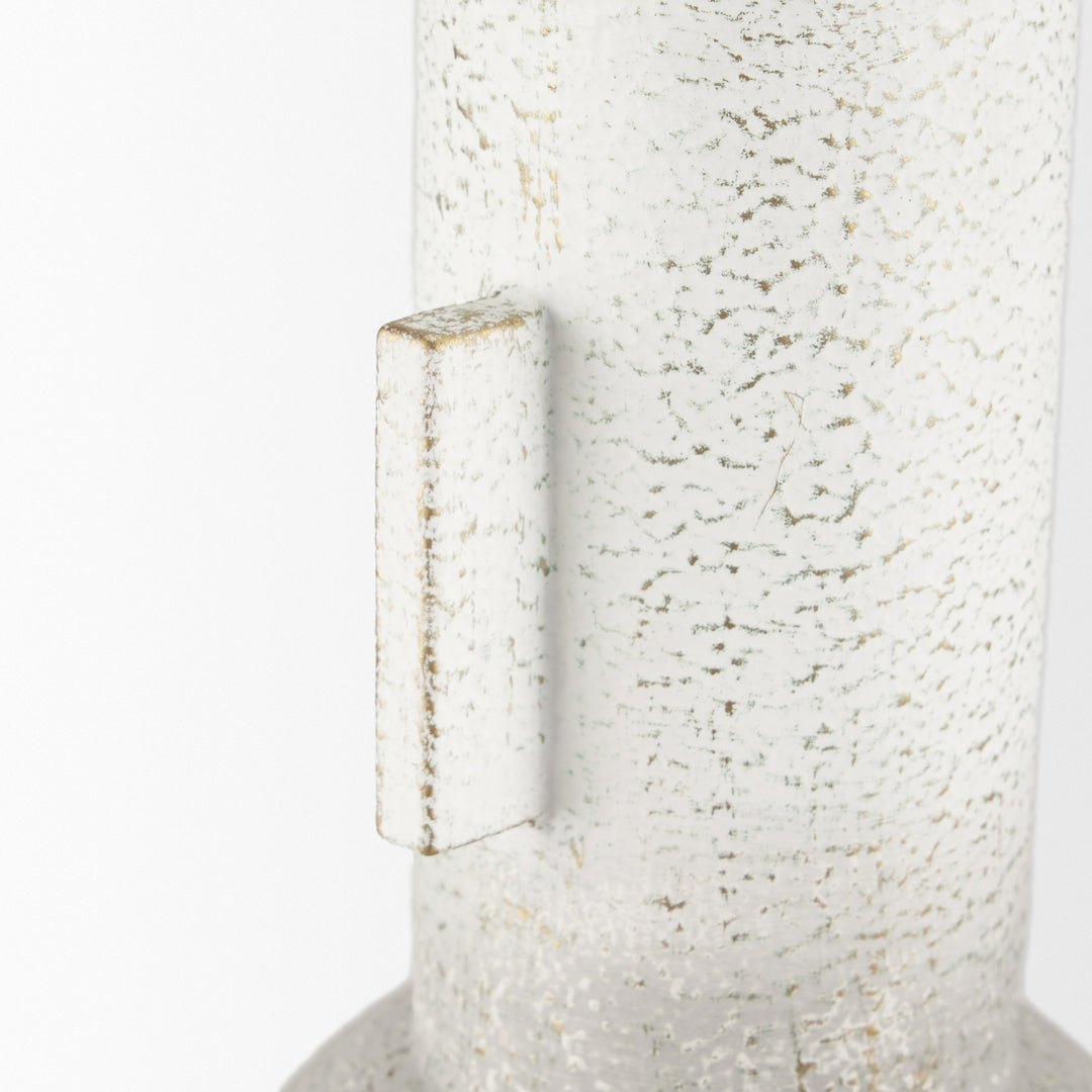 Torres Tall Textured Off White w/ Gold Metal Vase Decor Mercana