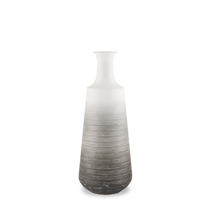 Toru Medium White w/ Grey Ombre Metal Vase Decor Mercana