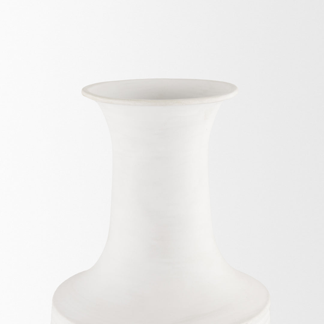 Toru Medium White w/ Grey Ombre Metal Vase Decor Mercana