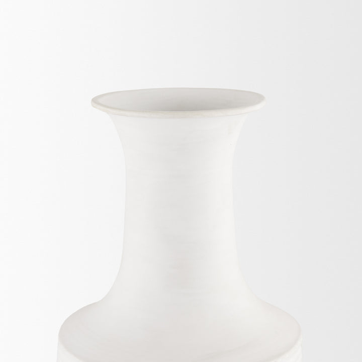 Toru Medium White w/ Grey Ombre Metal Vase Decor Mercana