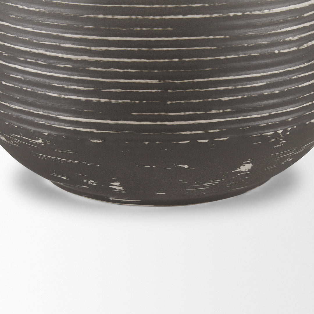 Toru Medium White w/ Grey Ombre Metal Vase Decor Mercana
