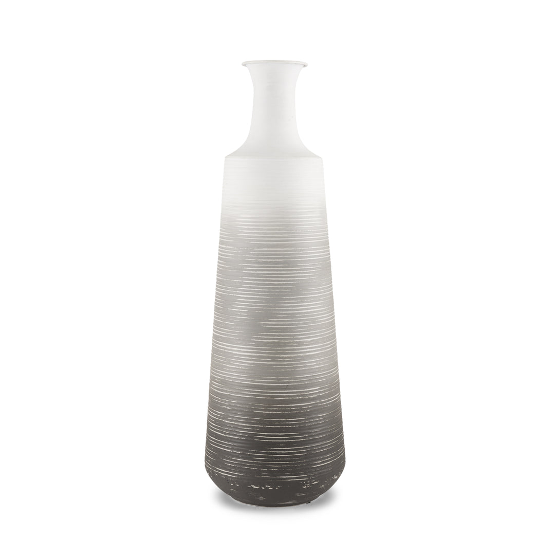Toru Tall White w/ Grey Ombre Metal Vase Decor Mercana