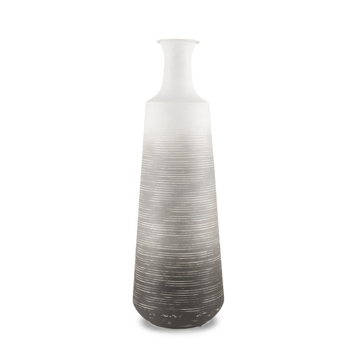 Toru Tall White w/ Grey Ombre Metal Vase Decor Mercana
