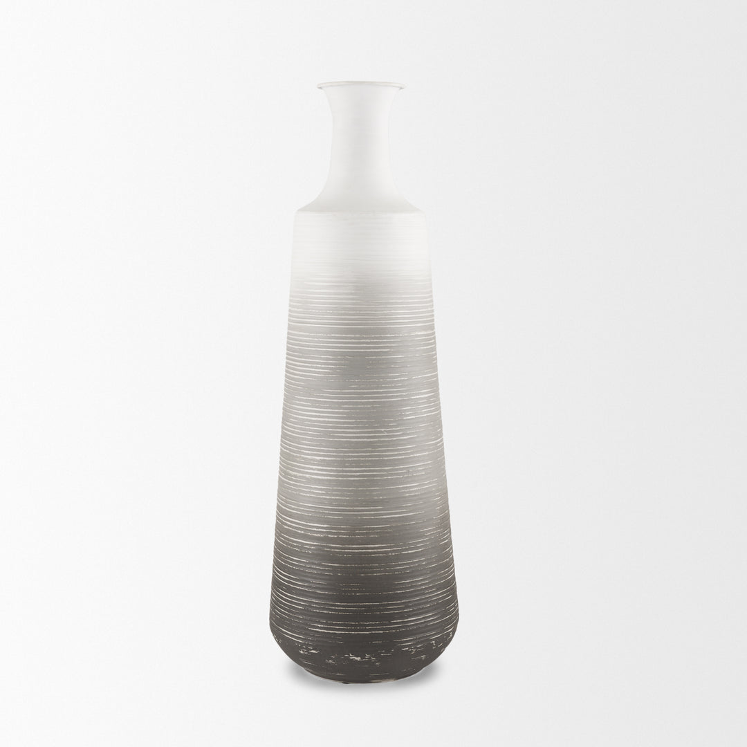 Toru Tall White w/ Grey Ombre Metal Vase Decor Mercana