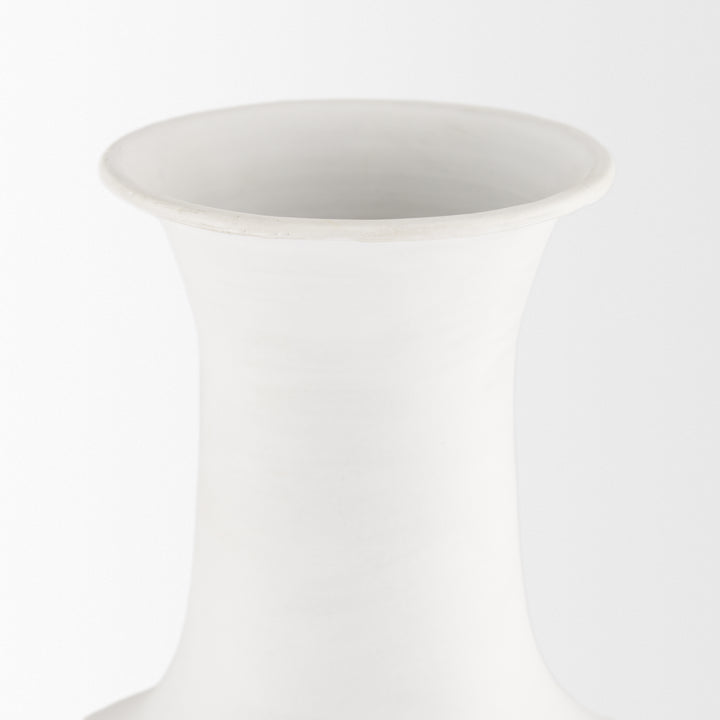 Toru Tall White w/ Grey Ombre Metal Vase Decor Mercana