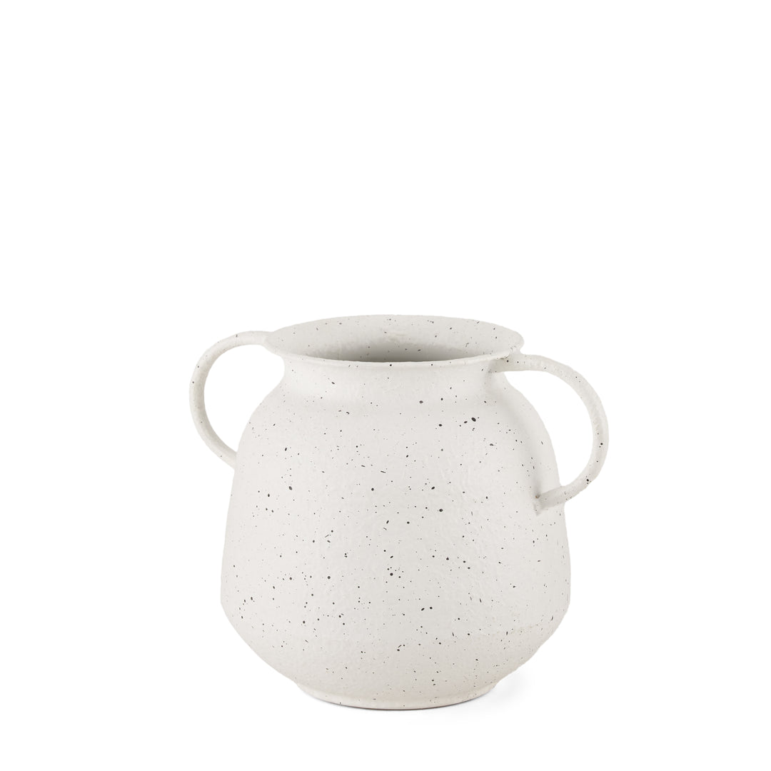 Treva Small White w/ Black Speckles Metal Vase Decor Mercana