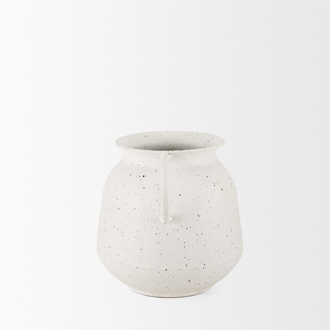 Treva Small White w/ Black Speckles Metal Vase Decor Mercana