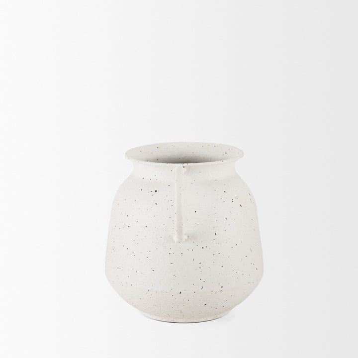 Treva Small White w/ Black Speckles Metal Vase Decor Mercana