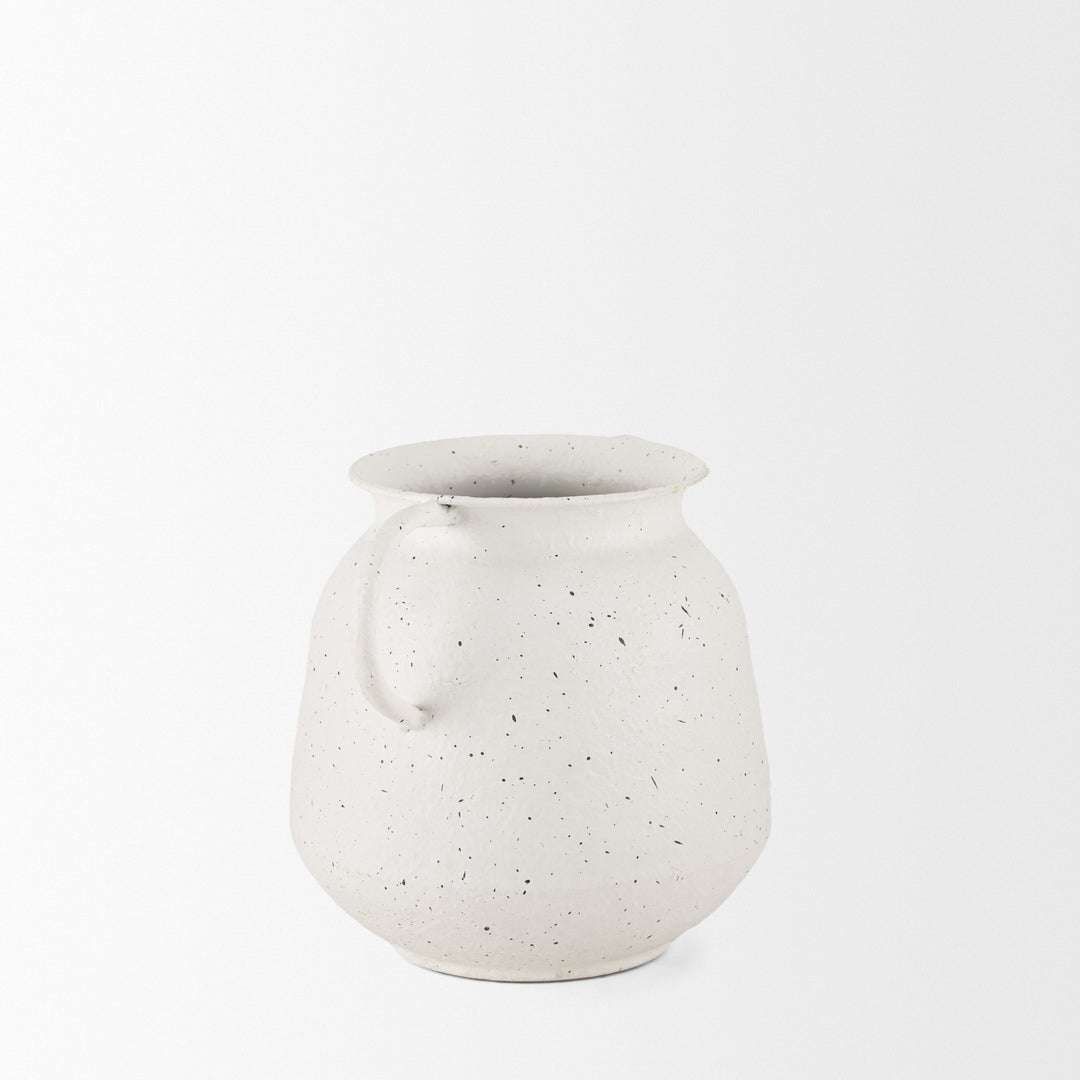 Treva Small White w/ Black Speckles Metal Vase Decor Mercana