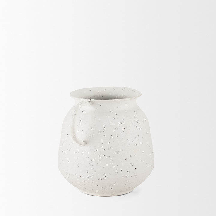 Treva Small White w/ Black Speckles Metal Vase Decor Mercana