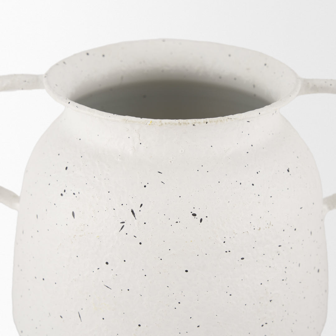 Treva Small White w/ Black Speckles Metal Vase Decor Mercana