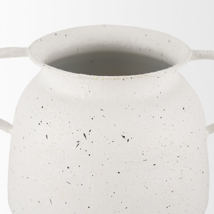 Treva Small White w/ Black Speckles Metal Vase Decor Mercana