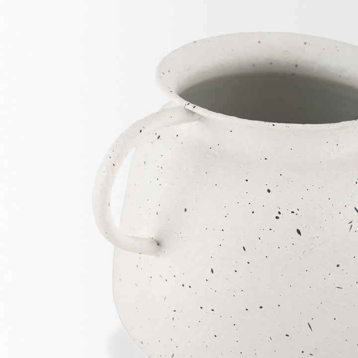 Treva Small White w/ Black Speckles Metal Vase Decor Mercana