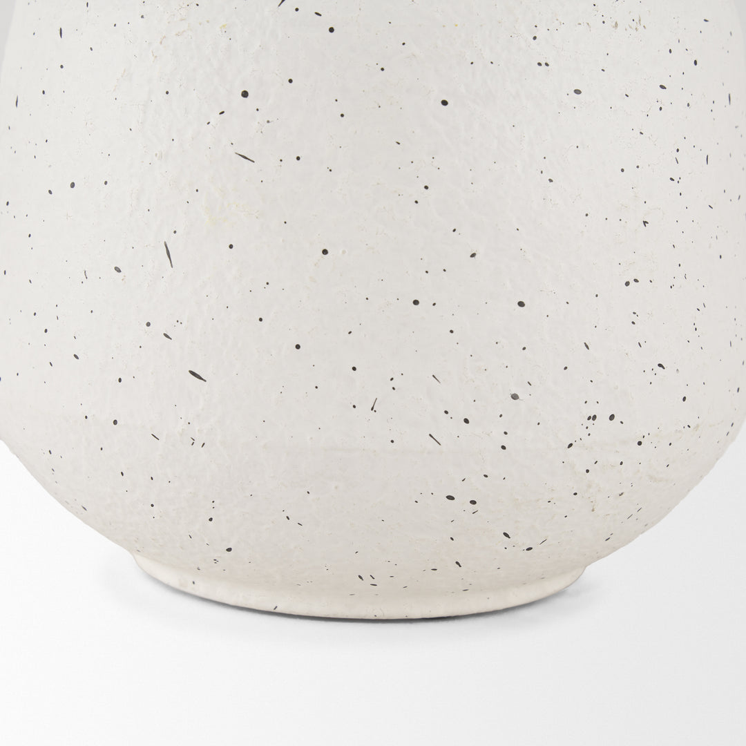 Treva Small White w/ Black Speckles Metal Vase Decor Mercana