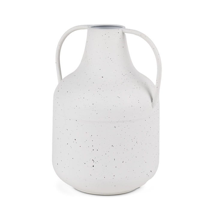 Treva Tall White w/ Black Speckles Metal Vase Decor Mercana
