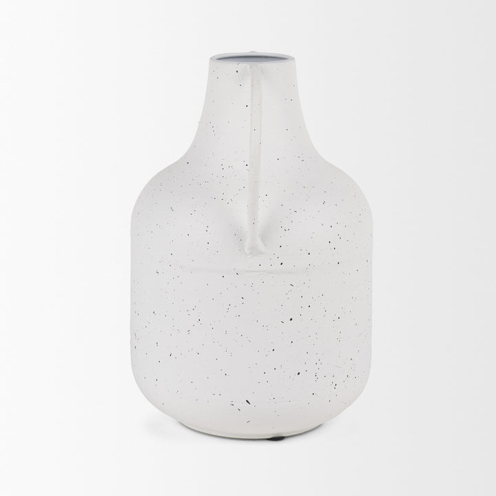 Treva Tall White w/ Black Speckles Metal Vase Decor Mercana