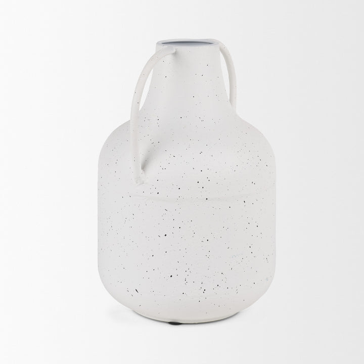 Treva Tall White w/ Black Speckles Metal Vase Decor Mercana