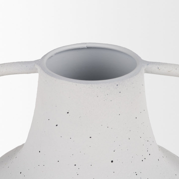 Treva Tall White w/ Black Speckles Metal Vase Decor Mercana