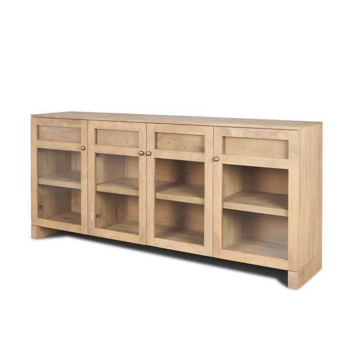 Suri Light Brown Wood w/ Glass Doors Sideboard Dining Room Mercana