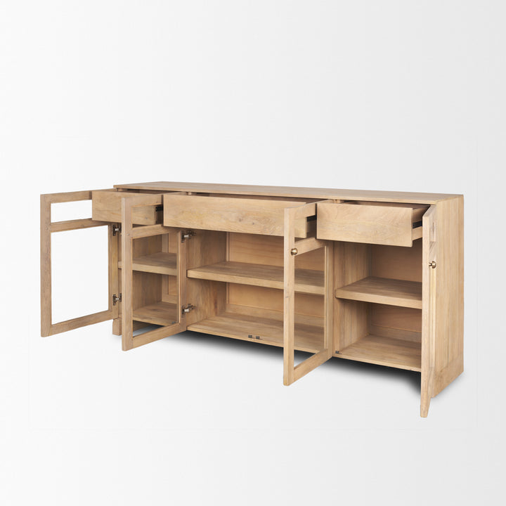 Suri Light Brown Wood w/ Glass Doors Sideboard Dining Room Mercana