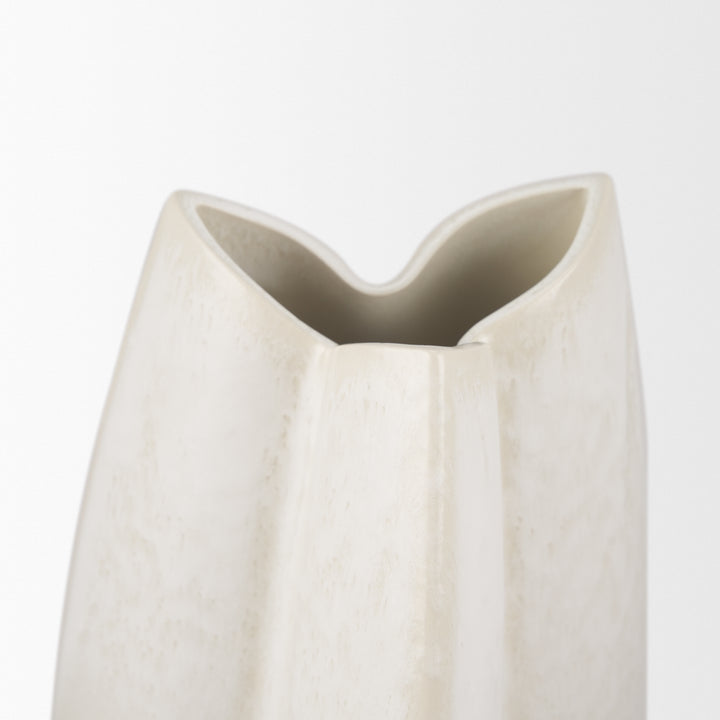 Vania Small Off White w/ Tan Textured Ceramic Vase Decor Mercana