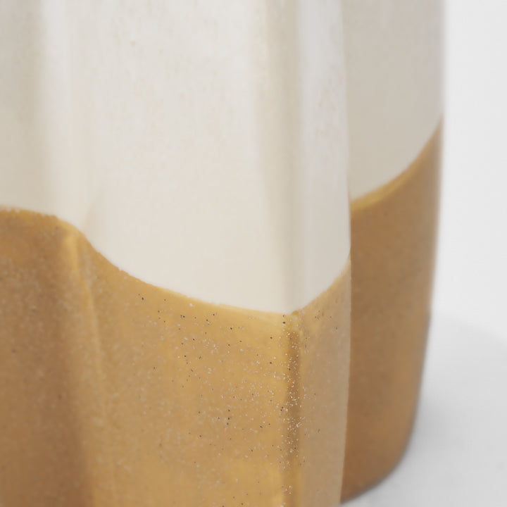 Vania Small Off White w/ Tan Textured Ceramic Vase Decor Mercana