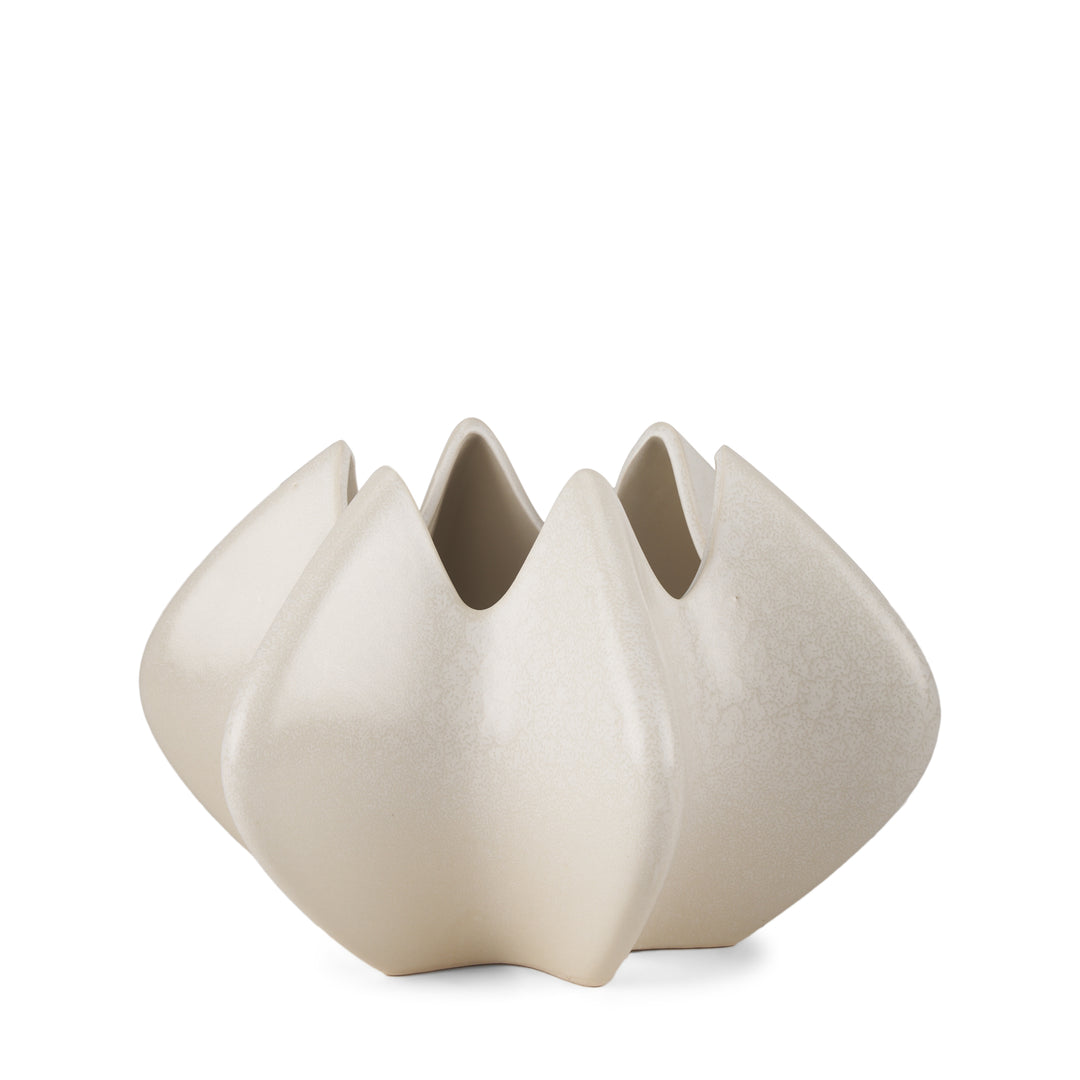 Ulrich Sculptural Cream Glazed Ceramic Vase Decor Mercana