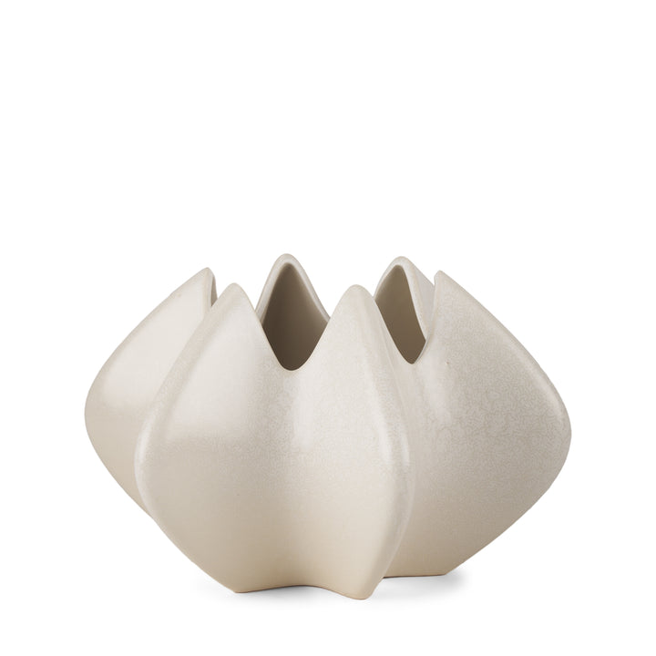 Ulrich Sculptural Cream Glazed Ceramic Vase Decor Mercana