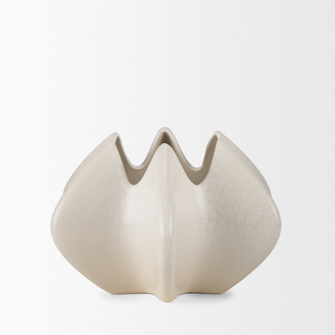 Ulrich Sculptural Cream Glazed Ceramic Vase Decor Mercana