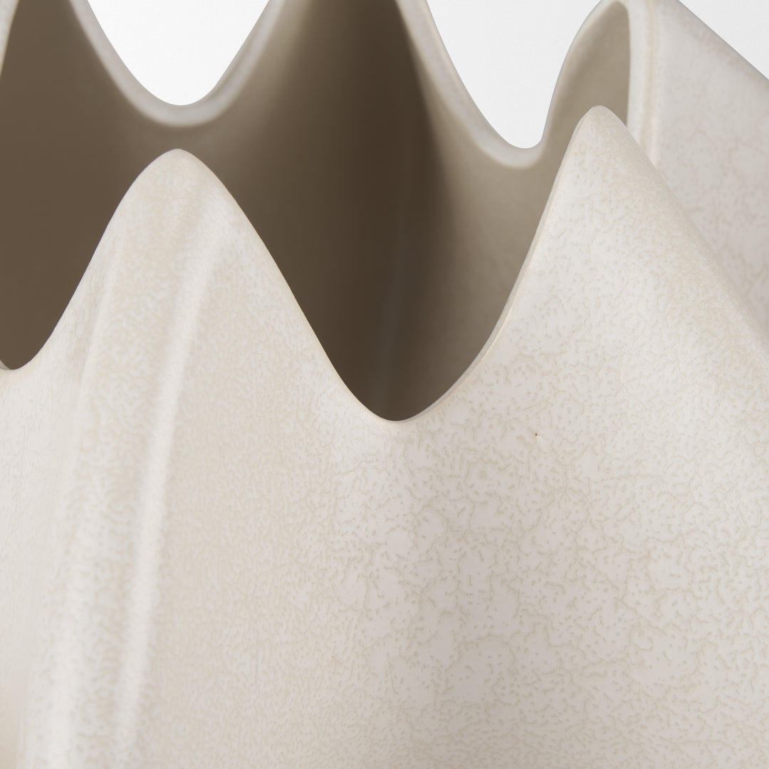 Ulrich Sculptural Cream Glazed Ceramic Vase Decor Mercana