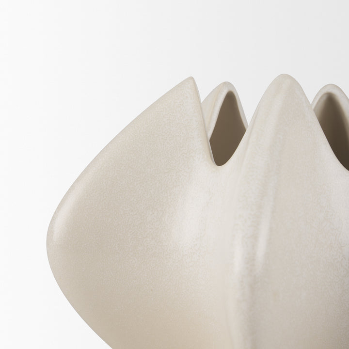 Ulrich Sculptural Cream Glazed Ceramic Vase Decor Mercana