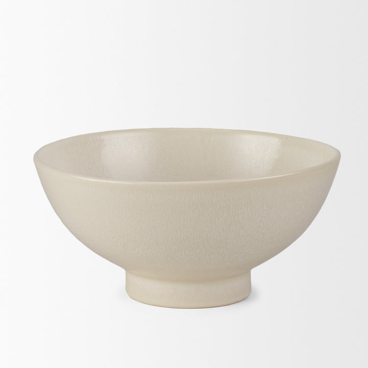 Tyren Cream Glazed Decorative Round Ceramic Bowl Decor Mercana