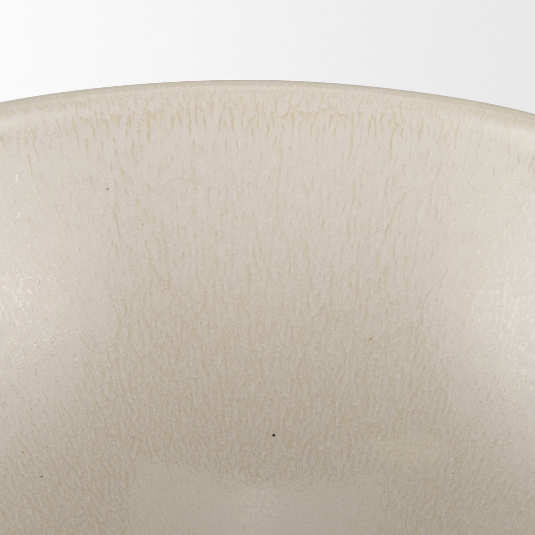 Tyren Cream Glazed Decorative Round Ceramic Bowl Decor Mercana