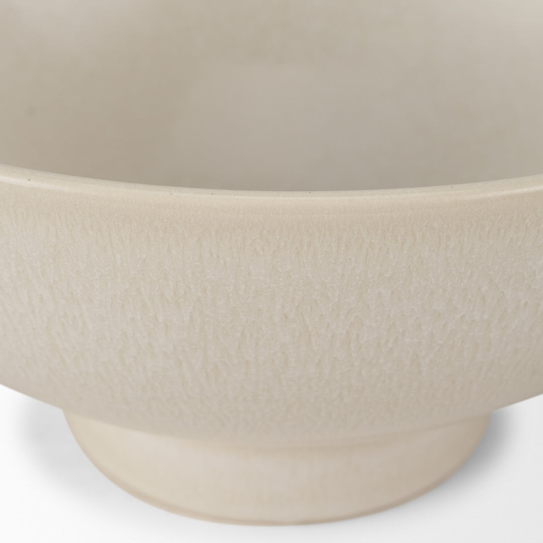 Tyren Cream Glazed Decorative Round Ceramic Bowl Decor Mercana