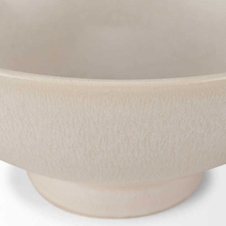 Tyren Cream Glazed Decorative Round Ceramic Bowl Decor Mercana
