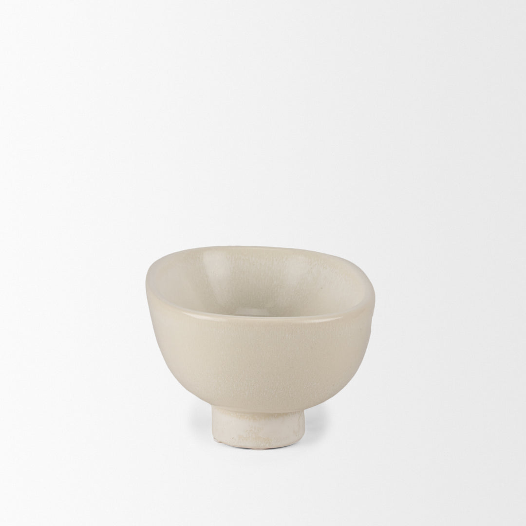 Tyren Cream Glazed Decorative Oblong Ceramic Bowl Decor Mercana