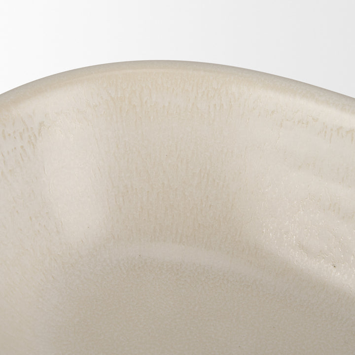 Tyren Cream Glazed Decorative Oblong Ceramic Bowl Decor Mercana
