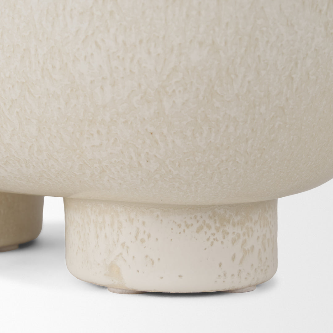 Tyren Cream Glazed Decorative Oblong Ceramic Bowl Decor Mercana