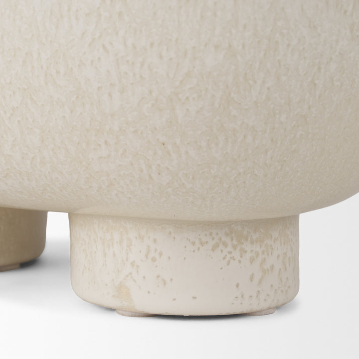 Tyren Cream Glazed Decorative Oblong Ceramic Bowl Decor Mercana