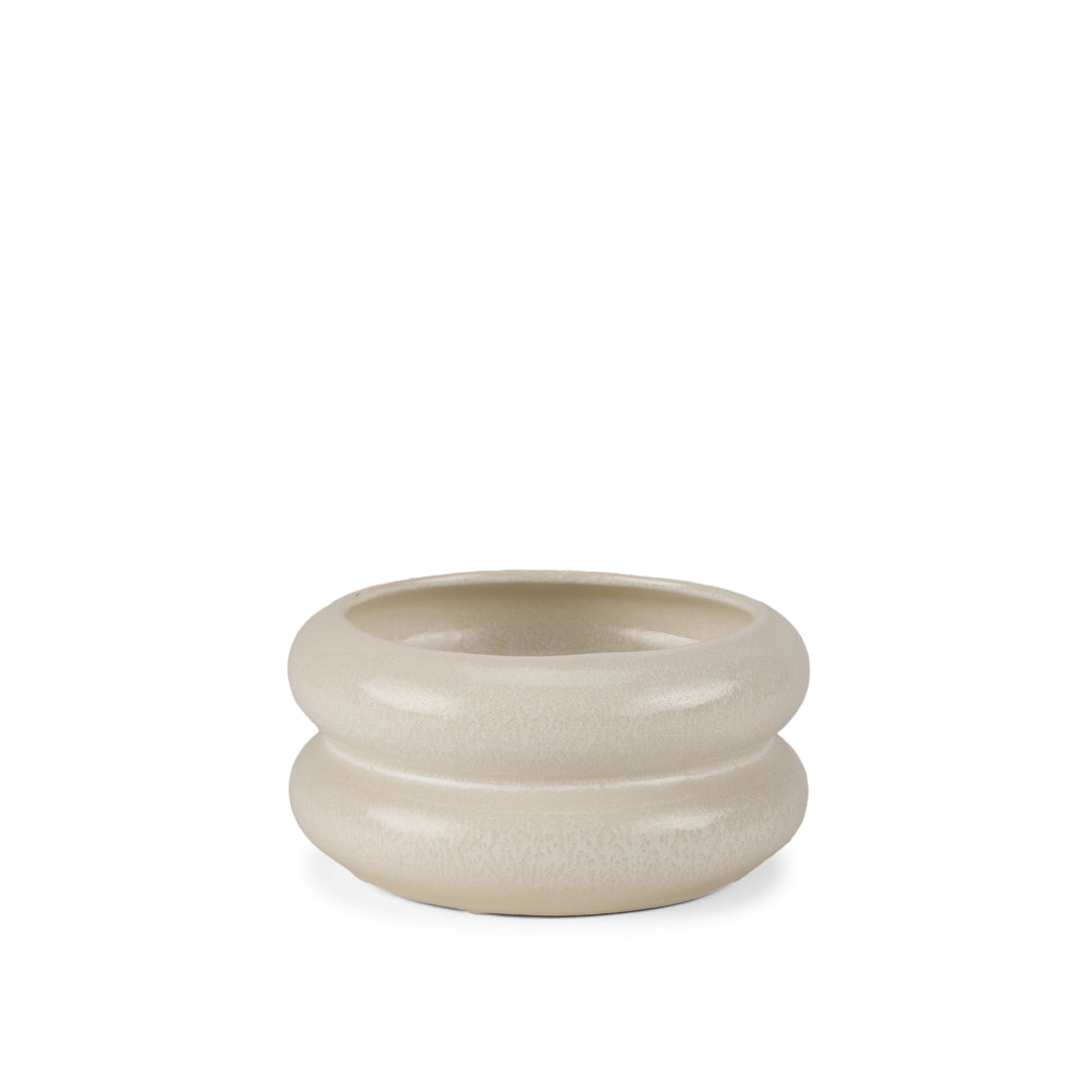 Twyla Short Cream Glazed Ring Pot Decor Mercana