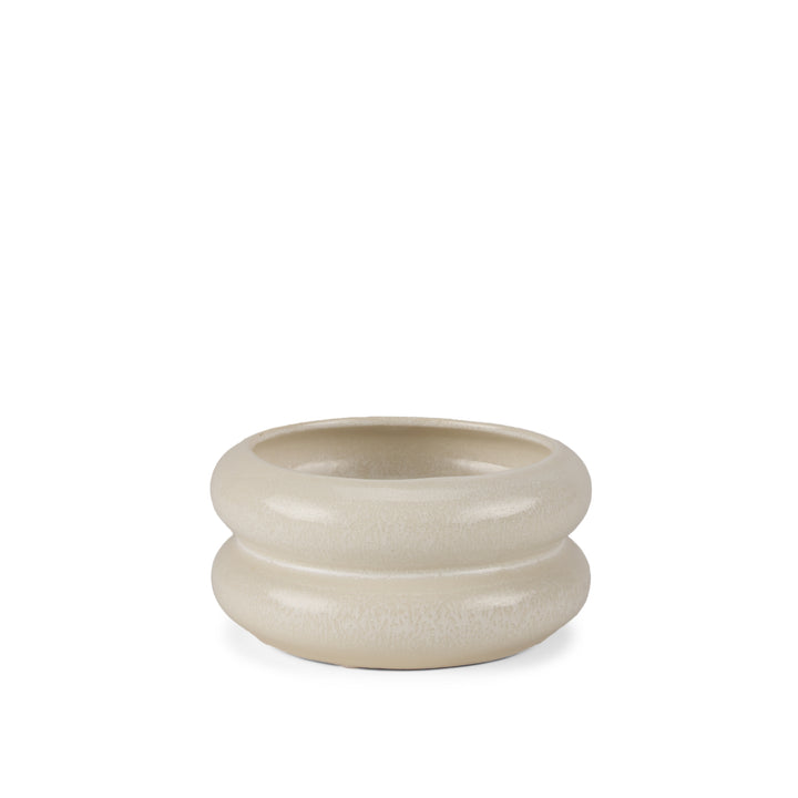 Twyla Short Cream Glazed Ring Pot Decor Mercana