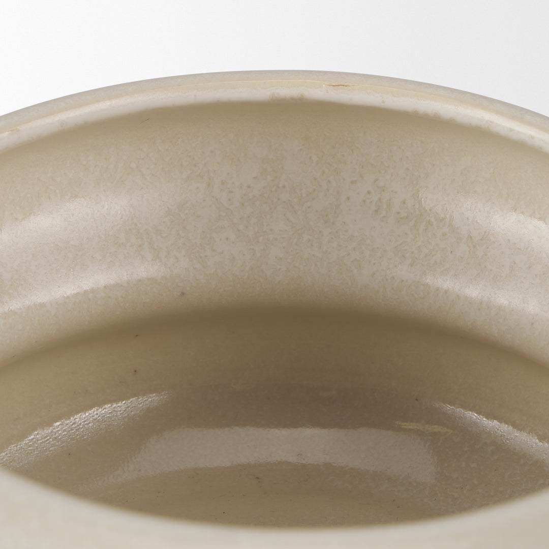 Twyla Short Cream Glazed Ring Pot Decor Mercana